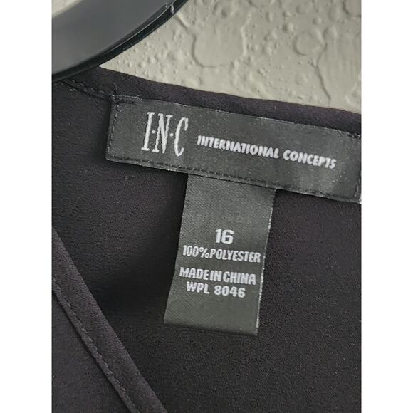 TOP/BLOUSE-INC INT'L CONCEPTS-Black-Sheer-Back Zipper-Open Flowing Sleeves-SZ 16 - Picture 9 of 16